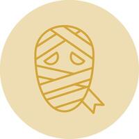 Mummy Line Yellow Circle Icon vector