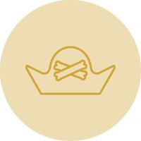 Pirate Hat Line Yellow Circle Icon vector