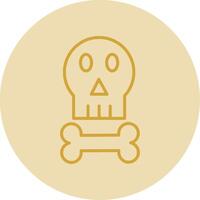 Skull Line Yellow Circle Icon vector