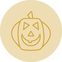 Halloween Pumpkin Line Yellow Circle Icon vector