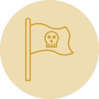 pirata bandera línea amarillo circulo icono vector