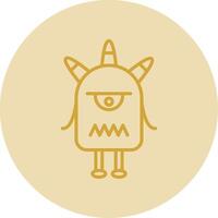 Monster Line Yellow Circle Icon vector