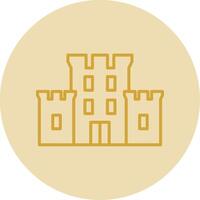 castillo línea amarillo circulo icono vector