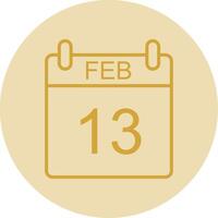 February Line Yellow Circle Icon vector