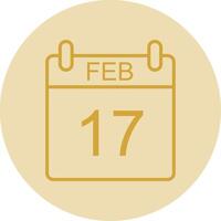 February Line Yellow Circle Icon vector