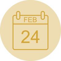 February Line Yellow Circle Icon vector