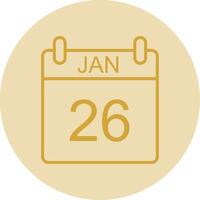 January Line Yellow Circle Icon vector