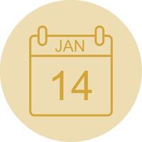 January Line Yellow Circle Icon vector