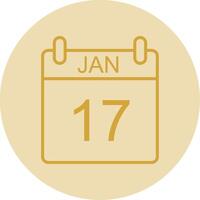 January Line Yellow Circle Icon vector