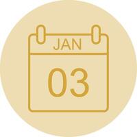 January Line Yellow Circle Icon vector