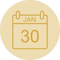 January Line Yellow Circle Icon vector