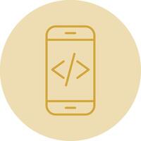 App Development Line Yellow Circle Icon vector