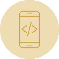 App Development Line Yellow Circle Icon vector