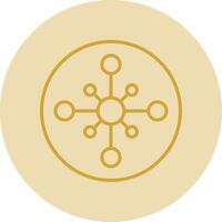 Network Hub Line Yellow Circle Icon vector