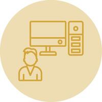 System Worker Line Yellow Circle Icon vector