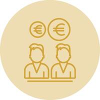 Euro Team Line Yellow Circle Icon vector