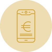 Euro Mobile Pay Line Yellow Circle Icon vector