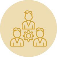 Team Management Line Yellow Circle Icon vector