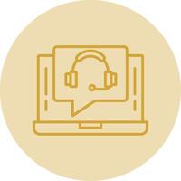 Support Call Line Yellow Circle Icon vector