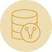 Database Sharing Line Yellow Circle Icon vector