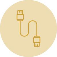 Database Cable Line Yellow Circle Icon vector