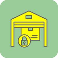 seguridad almacén lleno amarillo icono vector