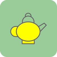 té maceta lleno amarillo icono vector