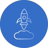 Rocket Launch Flat Bubble Icon vector