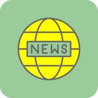 mundo Noticias lleno amarillo icono vector