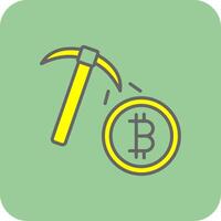 bitcoin minería lleno amarillo icono vector