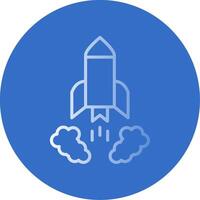 cohete lanzamiento plano burbuja icono vector
