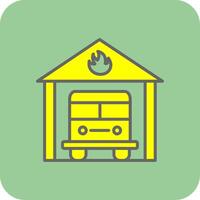 Fire Station Filled Yellow Icon vector