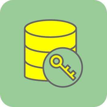 base de datos cifrado lleno amarillo icono vector