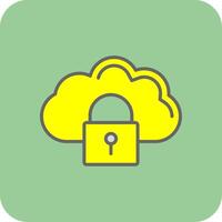 nube seguridad lleno amarillo icono vector