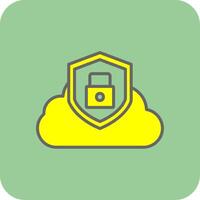 nube seguridad lleno amarillo icono vector