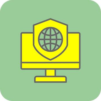 Security Computer Connect Filled Yellow Icon vector