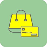 comprando en crédito lleno amarillo icono vector