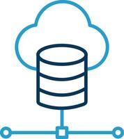 Cloud Database Line Blue Two Color Icon vector
