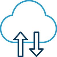 Cloud Data Transfer Line Blue Two Color Icon vector