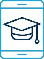 Graduation Line Blue Two Color Icon vector