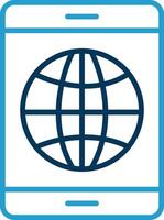 Earth Globe Line Blue Two Color Icon vector