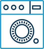 Washing Machine Line Blue Two Color Icon vector