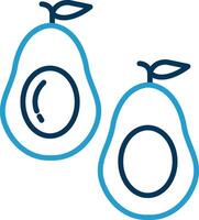 Avocado Line Blue Two Color Icon vector