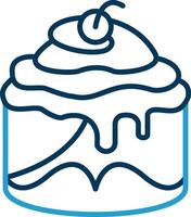 Cinnamon Roll Line Blue Two Color Icon vector