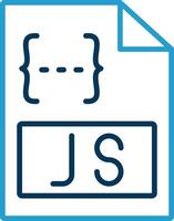 js línea azul dos color icono vector