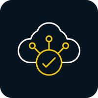 Cloud Line Yellow White Icon vector