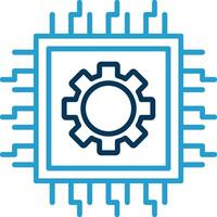 Processor Line Blue Two Color Icon vector