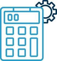 calculadora línea azul dos color icono vector