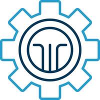 Cog Line Blue Two Color Icon vector