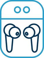 Earbuds Line Blue Two Color Icon vector